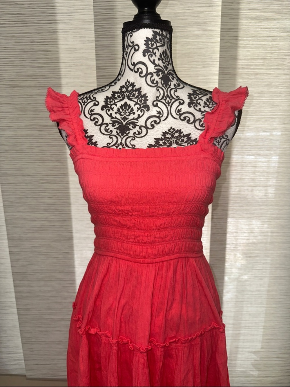 aerie Coral Pink Flirty Shoulder Summer Mini Dress Sz. M - Picture 4 of 10